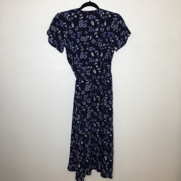 GAP Navy Floral Midi Wrap Dress XS - Picture 5 of 7